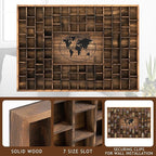 GlikCeil 88 Slots 48 x 34'' Jumbo World Map Shot Glass Display Case Rustic Wood - Image 3