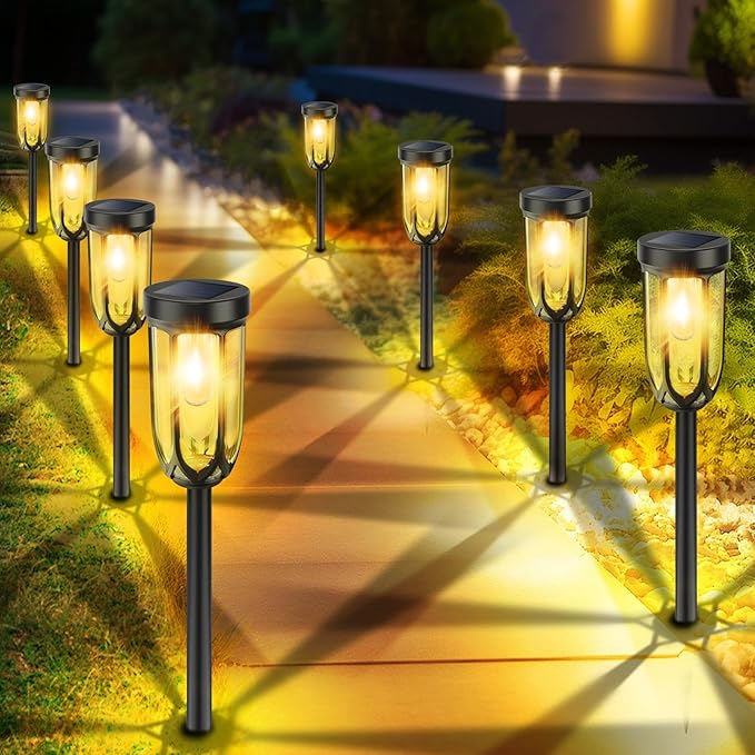 Barleit Solar Lights Outdoor 8 Pack, Solar Pathway Lights, Solar Lights Outdoor - Image 2