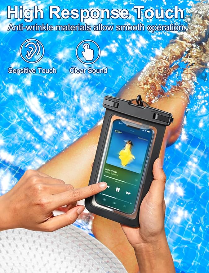 Famoby Up to 8.3" 3 Pack Black Universal Waterproof Phone Pouch, Phone - Image 8