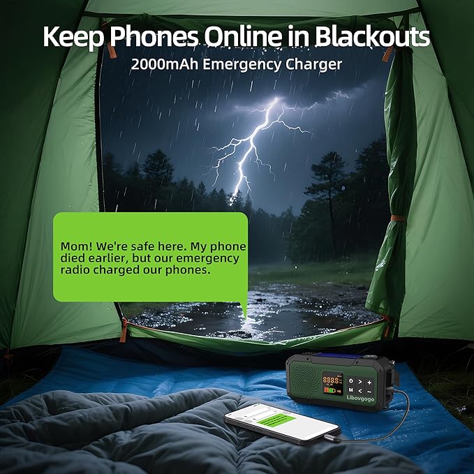 Emergency Radio Waterproof Bluetooth Speaker, Portable Digital AM FM Radio - Image 4