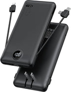 Portable Charger, Power Bank Built-in Cables and AC Wall Plug, VRURC USB C by Home