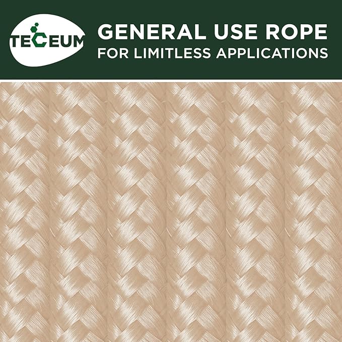 TECEUM Rope – 150 Feet x 1/4 Inch – Beige – Strong All-Purpose Utility Rope – - Image 9
