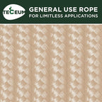 TECEUM Rope – 150 Feet x 1/4 Inch – Beige – Strong All-Purpose Utility Rope – - Image 9