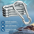 sprookber 316 Stainless Steel Carabiner Clip, Marine Grade Heavy Duty Spring - Image 6