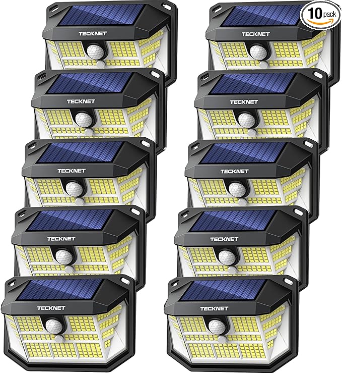 TECKNET 231 LED Solar Motion Lights Outdoor Waterproof, 10 Pack 300° Angle & 3 by Tecknet