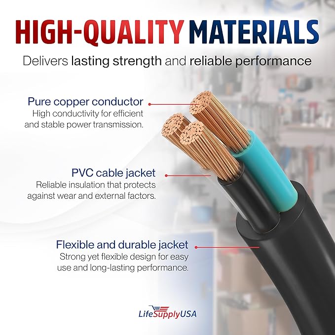 100ft Outdoor/Indoor Extension Cord 12/3 Gauge Extra Heavy Duty 3 Prong SJTW - Image 4
