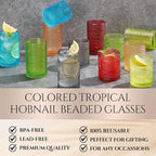 Khen Hobnail Beaded Highball Drinking Tumbler Glasses | Set of 12 | Autumn - Image 2