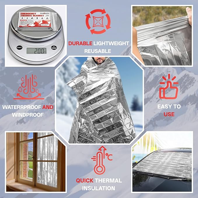 SecuCaptain Survival Emergency Thermal Blankets: 75 Pack Extra Large 84” x63” - Image 5