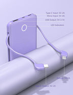 6000mah Ultra Slim Built in Cables Power Bank, Card Size Built in USB C Cords - Image 8