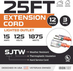 IRON FORGE CABLE 12 Gauge Extension Cord 25 Ft Lighted End - Image 2