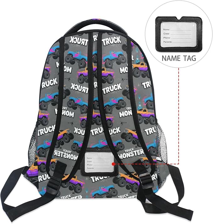 Wamika Monster Truck Boys Backpack Racing Cars School Backpacks Kid Girl - Image 6