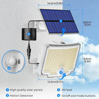 Peasur 1 Pack Solar Motion Lights Outdoor, 318 LED Solar Security Light - Image 4