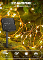 Minetom Solar String Lights for Outside, 33Ft 100 LED Outdoor Solar Fairy Lights - Image 3