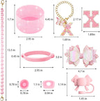 9PCS Pink for Stanley Cup Accessories Set Bling Initials Bow Charms for Stanley - Image 3