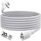 16 Gauge Braided Extension Cord 20 FT, 16/3 Flat Plug Power Cord Indoor by Seeklyze