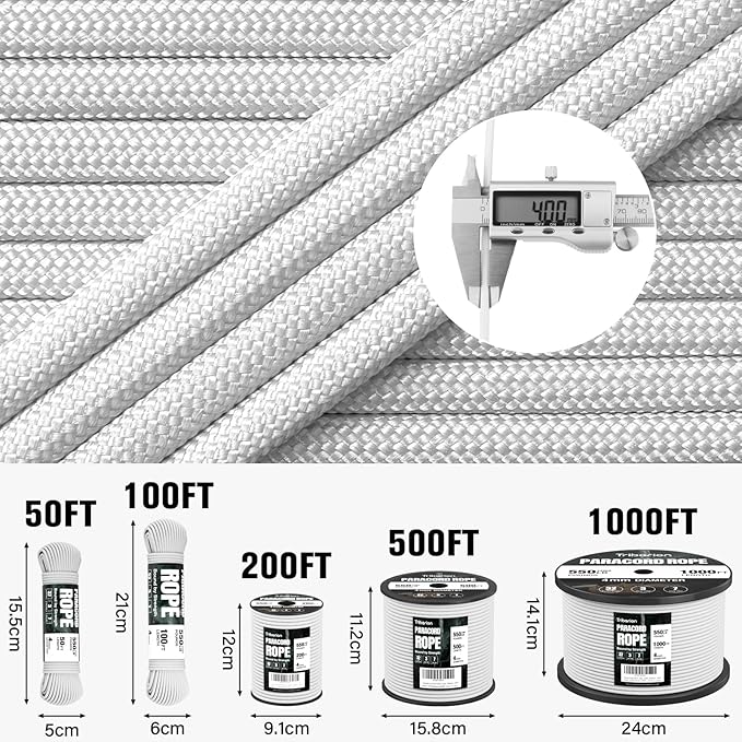 Paracord Rope 550 lb - 500ft 5/32" Parachute Cord 4MM 7-Strand para Cord - - Image 5