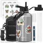 64oz Insulated Water Bottle, BPA Free&Leak Proof, Half Gallon Stainless Steel by Watersy