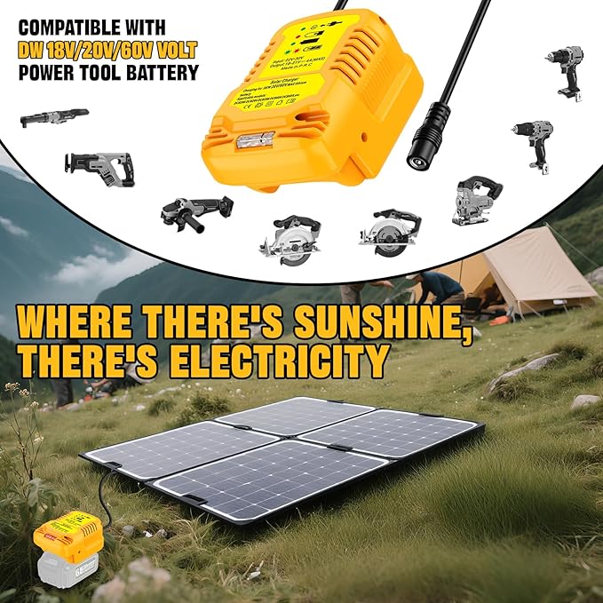 Solar Charger Adapter for Dewalt 20V/60V Battery, Outdoor Work - Image 3