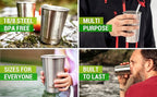 Stainless Steel Cups - 16 oz Pint Tumbler - Premium Metal Drinking Glasses | - Image 5