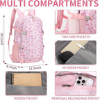 40l Foldable Pink Bow Backpack for Women Pink Waterproof Lightweight Packable - Image 2