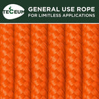 TECEUM Rope – 150 Feet x 1/4 Inch – Orange – Strong All-Purpose Utility Rope – - Image 9