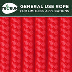 TECEUM Rope – 90 Feet x 3/8 Inch – Red – Strong All-Purpose Utility Rope – - Image 9
