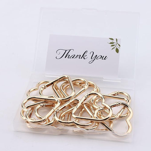 16-Pack Gold Heart Carabiner Clips, Cute Keychain Accessories - Image 2
