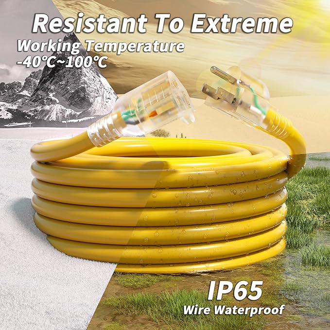 PlugSaf 100ft 12/3 Gauge Outdoor Extension Cord Waterproof - Image 7