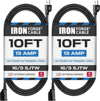 Iron Forge Cable 2 Pack 10 Ft Black Extension Cord, 10 Foot Extension Cord by IronForgeCable