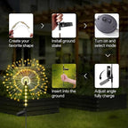 2 Pack 250LED Solar Garden Lights Outdoor, Dual Lighting Modes Firework Lights - Image 4