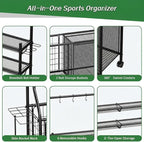 Large Sports Organizer for Garage, Ball Storage Rack Garage Sports Equipment - Image 3