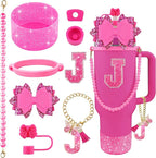 9PCS Hot Pink for Stanley Cup Accessories Set Bling Initials Bow Charms for by Unknown