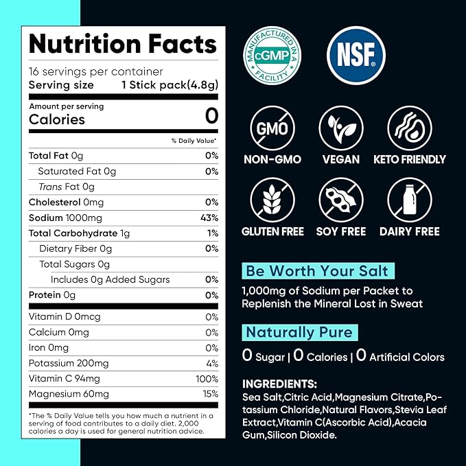 Venture Pal High Sodium Sugar Free Electrolytes Powder Packet, Zero Calories - Image 8