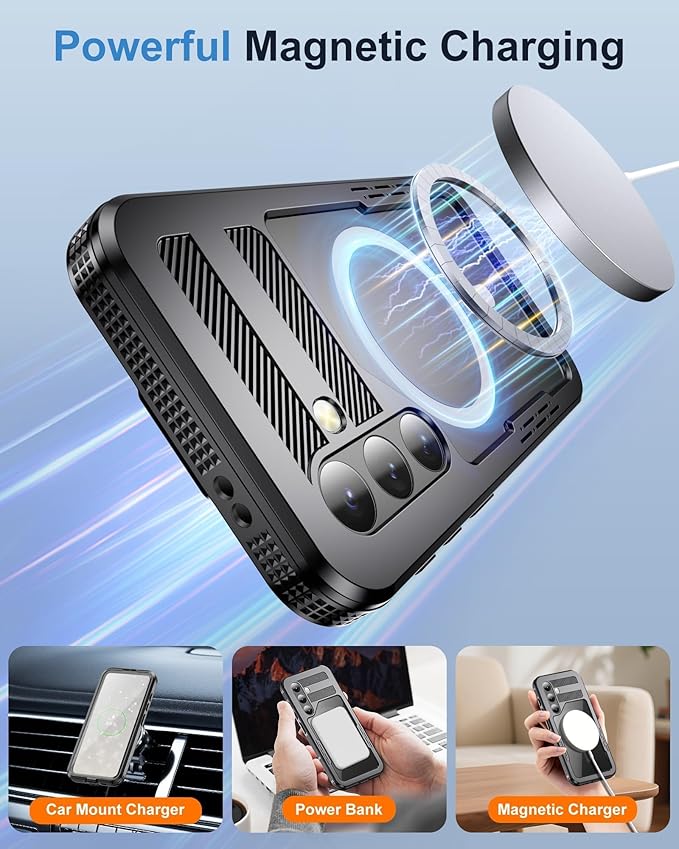 for Samsung Galaxy S24+ Plus Waterproof Case, Magnetic Heavy Duty Military - Image 7