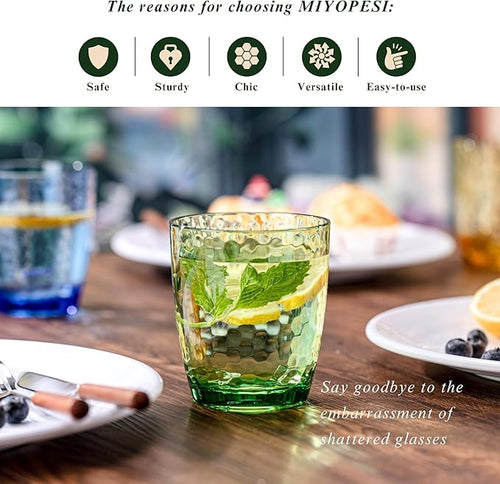 15oz Colorful Acrylic Glasses Drinkware, Hammered Design Unbreakable Plastic - Image 2