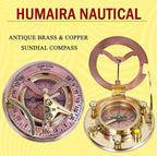 Humaira Nautical Vintage Brass Sundial Compass - Image 4