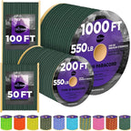TECEUM Reflective Paracord Rope 1000 – 1000ft/200ft/100ft/50ft – 40+ Colors – by TECEUM
