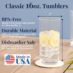 US Acrylic Classic Clear Plastic Reusable Drinking Glasses 16oz Water Cups | - Image 2