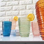Khen Beaded Highball Tumbler Drinking Glasses Set | Set of 6 | Vintage Hobnail - Image 4
