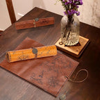 4 Pieces Leather Pencil Case, Creative Map Rollup Pencil Bag, Vintage Makeup - Image 7