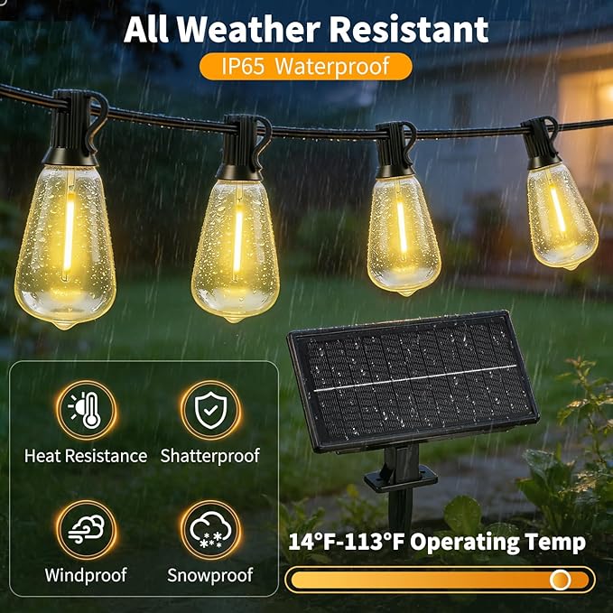 Outdoor Solar String Lights Waterproof: ST38 100ft Shatterproof Patio Lights - Image 2