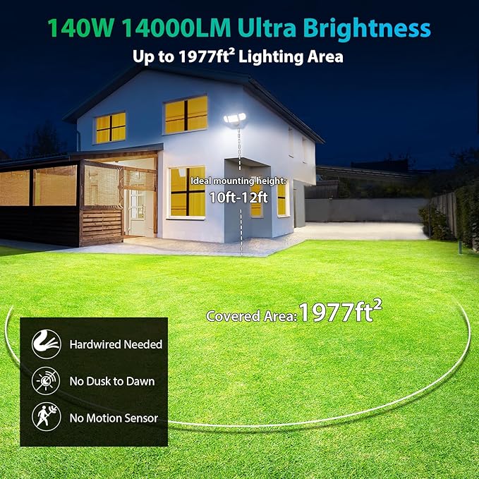 iMaihom 140W Flood Lights Outdoor, 14000LM Ultra Bright LED Flood Light Outdoor - Image 3