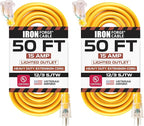 IRON FORGE CABLE 2 Pack of 50 Ft Outdoor Extension Cords by IronForgeCable