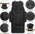 70L/100L Hiking Backpack with USB Charging Port, Expandable Large Military - Image 3