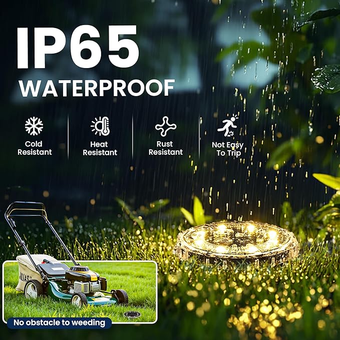 SOLPEX Solar Ground Lights 20 Pack, Solar Pathway Lights Outdoor Waterproof - Image 5