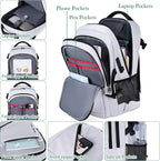 FENGDONG Durable Waterproof Travel Laptop Backpack 17.3 inch, Large College - Image 3