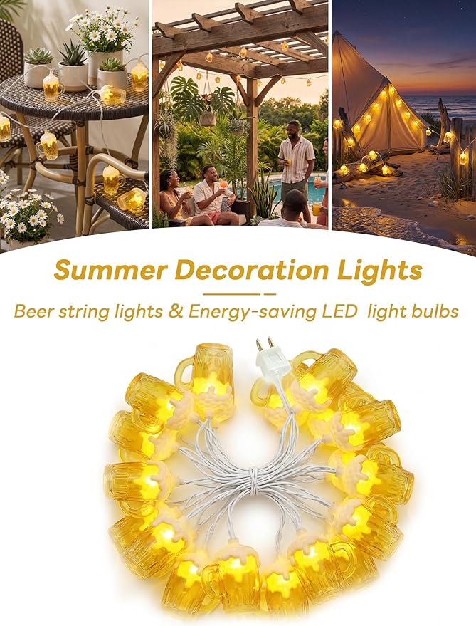 Beer Mug String Lights, 8.5FT 10 LED Summer Lights - Image 4
