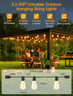 Larkvue 50FT Outdoor String Lights, Patio Lights - Image 2