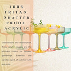 Khen Shatterproof Acrylic Ribbed Vintage Art Deco Martini, Champagne & Cocktail - Image 2