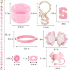 9PCS Pink for Stanley Cup Accessories Set 30/40 Oz Bling Initials Bow Charms - Image 3